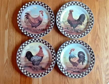 Farmhouse Rooster Decorative Wall Plates – Set  of 4 Unique Plates