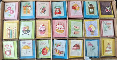 Assorted Lot Of 21 Mini 3-D Greeting Cards With Envelopes Embellished Gems NEW