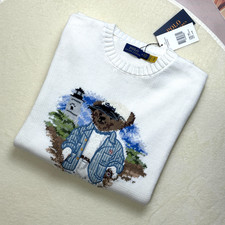 POLO RALPH LAUREN Women s Medium White Polo Bear Lighthouse Crewneck Knit NWT