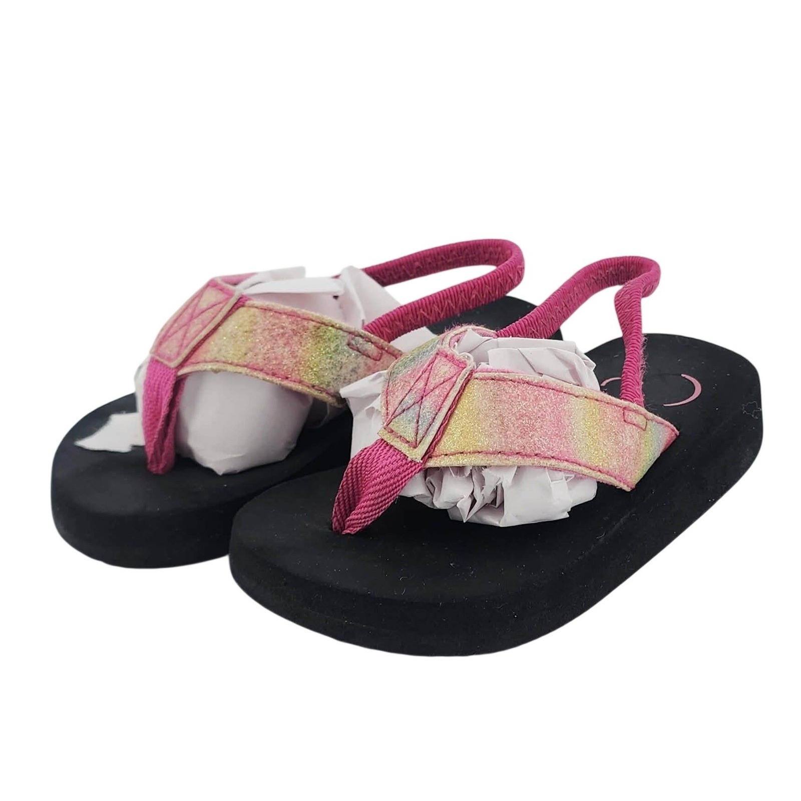 Wonder Nation Toddler Girls Pink Glitter Ombre Flip Flop with Backstrap Size 5-6