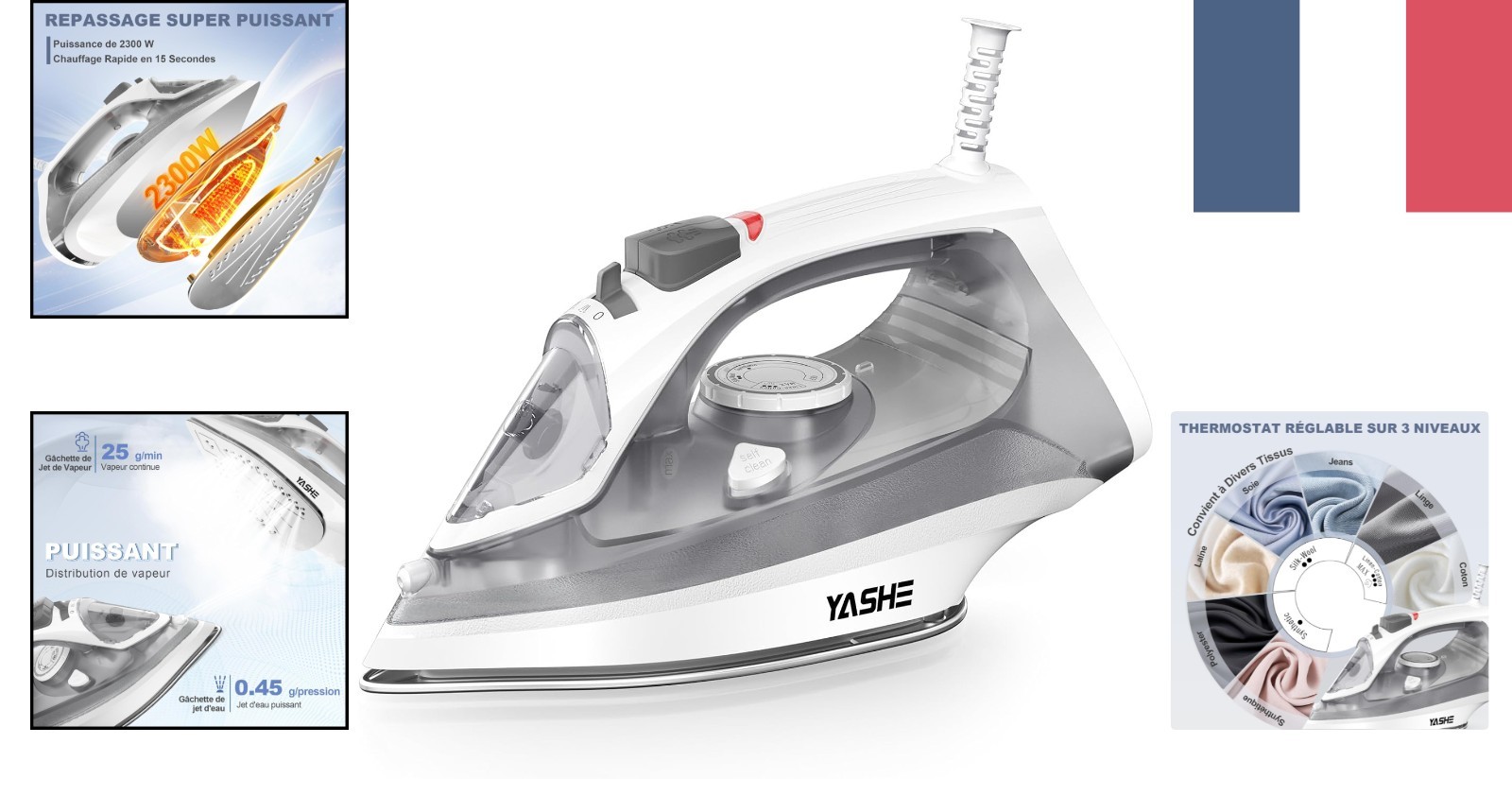 Fer à repasser Yashe WSD-218 pour éliminer les faux plis tenaces sans effort sur les chemises