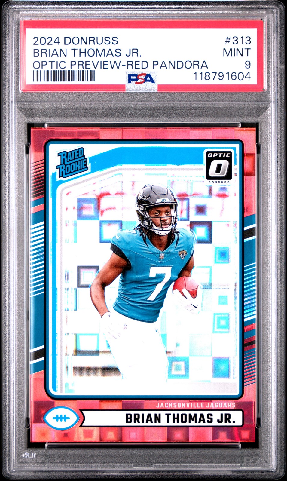 2024 PANINI DONRUSS OPTIC PREV-RED PANDORA #313 BRIAN THOMAS JR. PSA 9