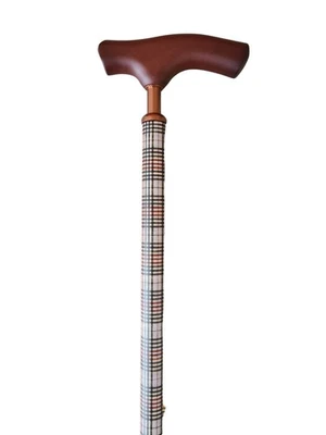 Gehstock Fritzgriff Holz höhenverstellbar Tartan Aluminium Gehstock - Bild 1 von 4