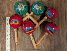 Traditional Mexican hand painted color Maracas - Pack of 6