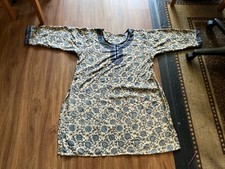 Flower Print Polyester Crepe Indian Kurta Kurti Top, 35  Long, 46  Bust, Nice