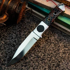 Gift-Ready 8.7" Damascus / Steel Knife Full Tang Hunt it Hunt + Leather Sheath