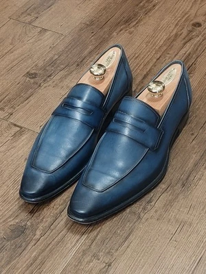 Mezlan Marcus Slip-On Men's Dress Shoe Calfskin Loafer Blue Size 10.5 M - Image 1 of 4