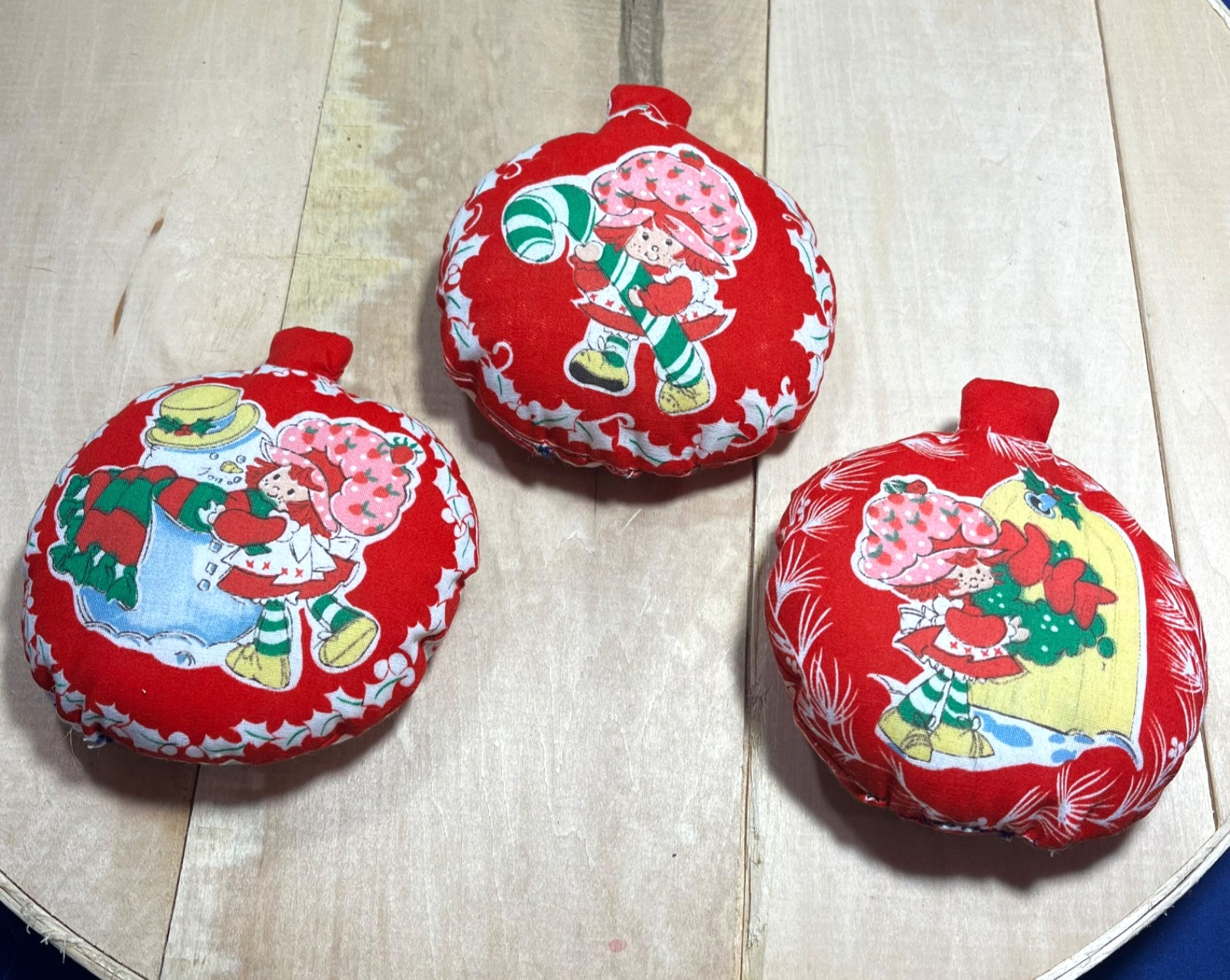 VTG 1980s Strawberry Shortcake Christmas Holiday Stuffed Fabric Plush Ornaments