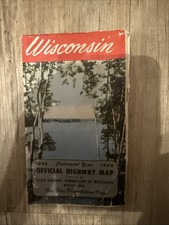 Vintage Wisconsin Highway Map USA Brochure Parks Forest Sights Guide 1948