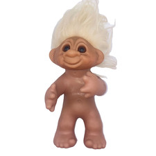 Troll Doll 1977 Large 9" Tall Movable Arm THOMAS DAM DENMARK 604 White Hair