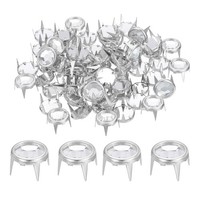 80Pcs Strassnieten, 10Mm Runde Nieten Kristallklauenperlen Nagelkopf, Gold/Weiß