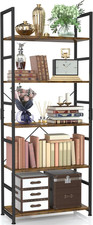 5 Tier Bookshelf, Tall Bookcase Shelf Storage Organizer, Modern Book Shelf for B