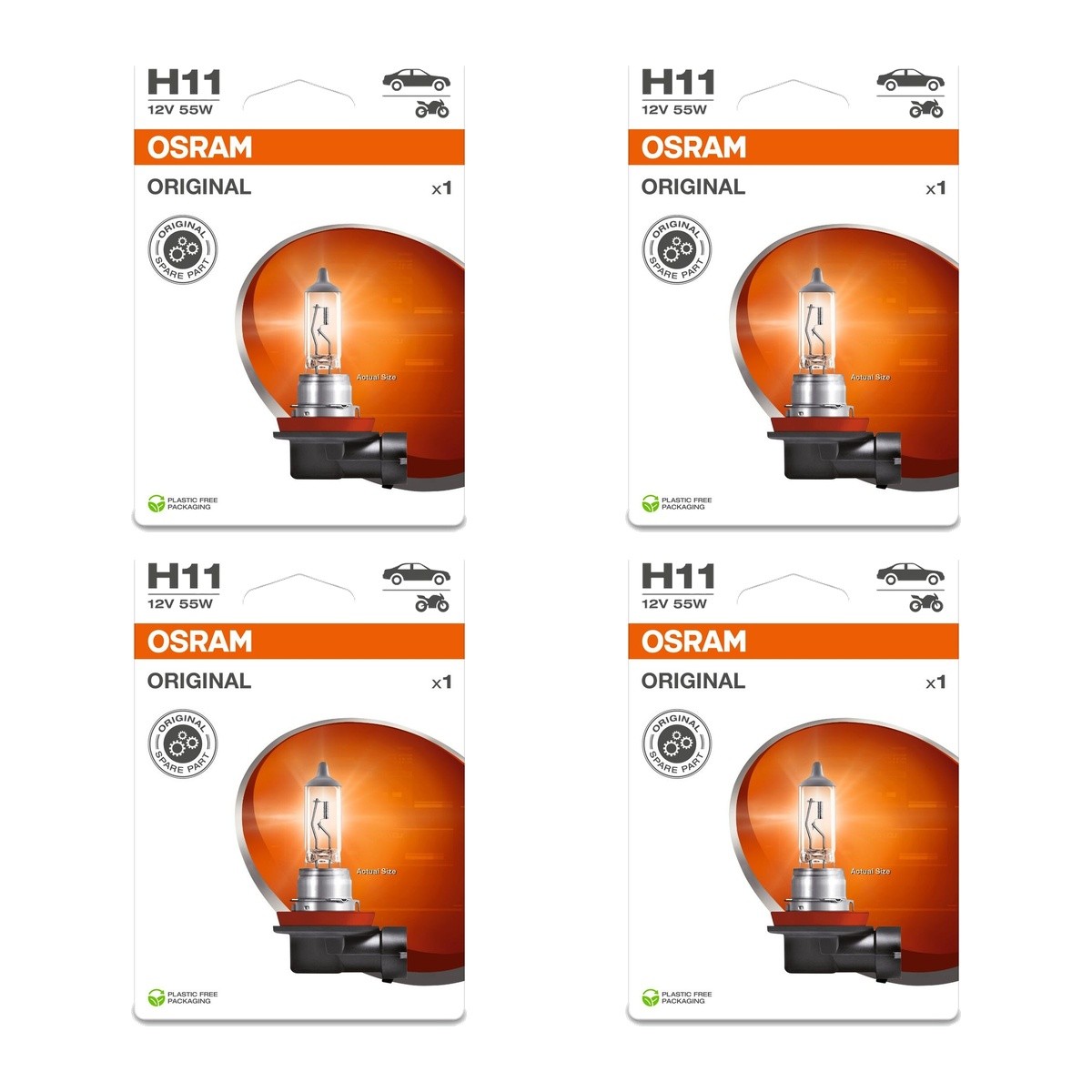 Lampadina PGJ19-2 H11 64211-1BL OSRAM per MITSUBISHI PEUGEOT LAND ROVER TOYOTA - Immagine 8