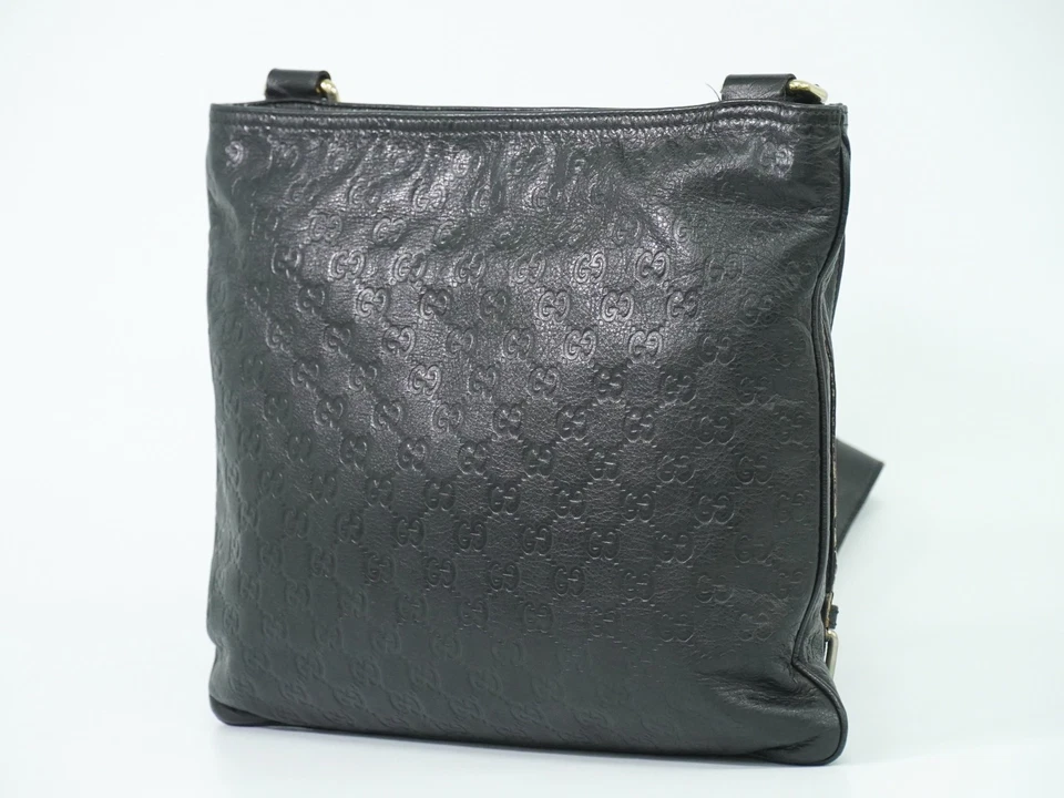 GUCCI Guccissima Leather 201446 Shoulder Crossbody Bag Black Gold - Image 2 of 4