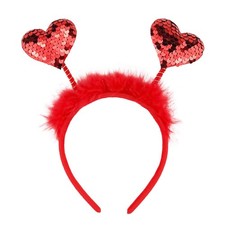 Sequins Heart Headband Valentine Headband Glitter Heart Shape Hair Band Red L...