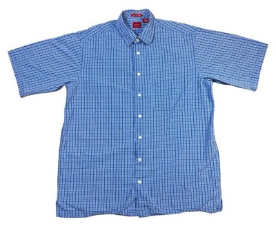 Arrow Blue Plaid Shirt Short Sleeve Button Down Classic Dressy Men Large Tall LT