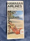 Hawaiian Airlines Vintage Brochure / Pamphlet W/ Pictorial Route Map 1970's