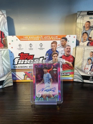 2024-25 Topps Chrome UEFA Club Competitions Auto Nico O'Reilly Pink Wave /250 RC