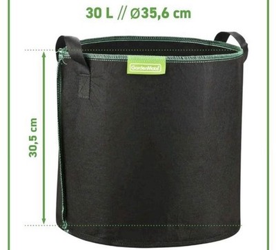 Root Pouch Growbag Stoff Topf 35x30cm 30L mit Griffen Waldgrün