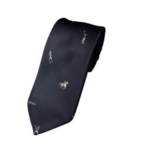 VINTAGE Brooks Brothers boys navy blue embroidered 60s silk neck tie EUC