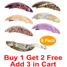 6 Beautiful Lines Retro Classic Large Barrettes Hair Pins, Hair Clips For Women