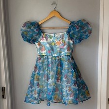 NWT Shein X Care Bears Multicolor Puff Sleeve Graphic Organza Dress Girls 11/12