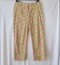 Vintage Lilly Pulitzer Womens Pink Green Shrimp Cocktail Ankle Pants US 6