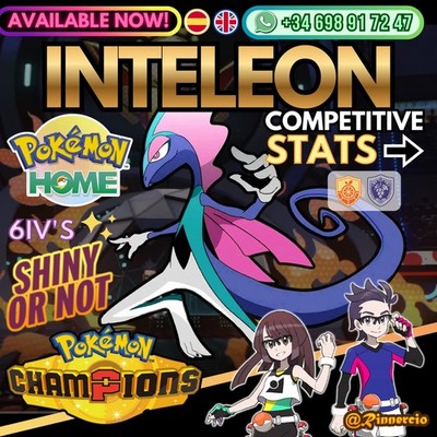 Inteleon 6IVs Shiny Competitive VGC for Pokemon Champions and Home