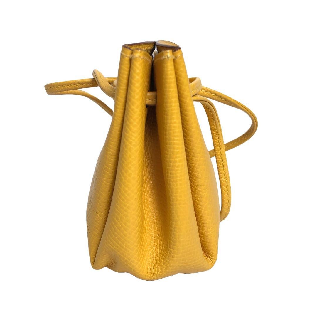 Hermes Vespa Mini Pouch Leather Yellow Authentic Bag Charm or