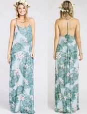 Show Me Your Mumu Tropical Palm Print Halter Maxi Dress Floral Size S Hawaiian