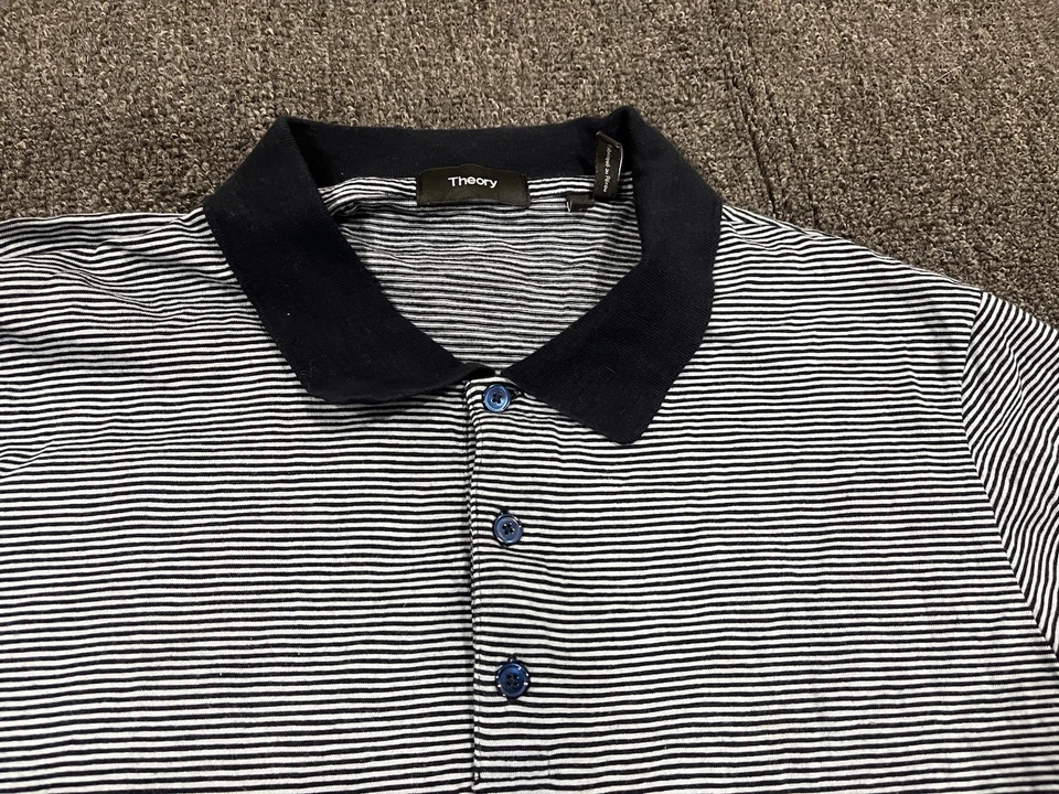 Camisa polo Theory para hombre talla grande a rayas manga corta Foto 2 de 4