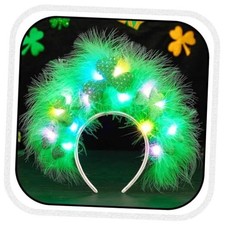 Light up St Patrick's Day Headband Green Feather Shamrock Hairband LED Irish