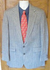 EUC USA Made Haggar Imperial Gray Herringbone Windowpane Blazer Jacket 40L 40 L