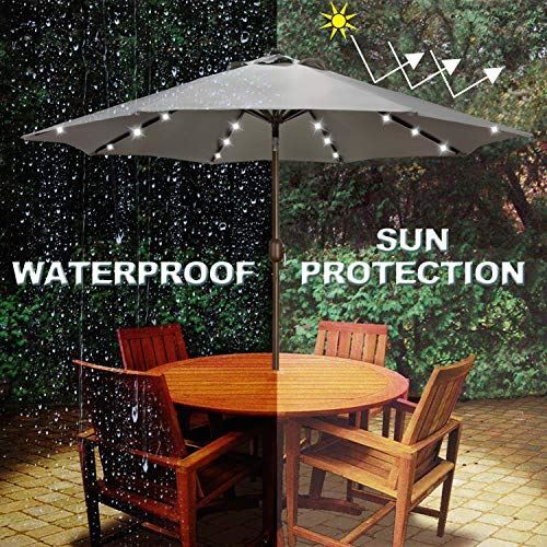 blissun 9 ft solar umbrella 32 led lighted patio umbrella Blissun 9 ft Solar Umbrella, 32 LED Lighted Patio Umbrella, Table Market  Umbrell