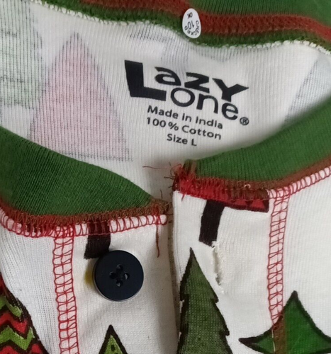 Lazy One 100% Cotton Size L Flap Jack Pajamas Green Christmas Trees One Piece - Picture 15 of 15