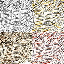 80 Pieces Word Charms Pendants Engraved Motivational Charms Pendants Jewelry Mak