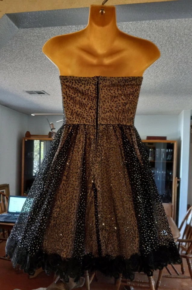 CITY TRIÁNGULOS NEGRO FALDA COMPLETA LENTEJUELAS BRILLANTES SIN TIRANTES VESTIDO FORMAL FIESTA PROM Foto 2 de 4