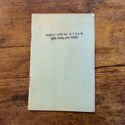 Vintage Harmony Lodge No. 18 F. & A. M. Masonic Toms River NJ Booklet