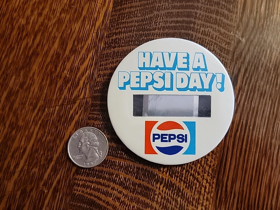 Vintage Pepsi Cola 3" Round Button Pin Name Tag Have a Pepsi Day w/ Name Window - Image 2 of 4