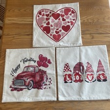 Valentines Day Decor Pillow Covers 17x17Inch Lot Of 3. Valentine Pillow Covers