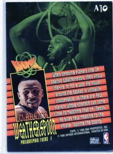 1995 SkyBox Premium Atomic #A10 Clarence Weatherspoon Philadelphia 76ers SP Mint - Picture 6 of 8