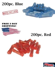 200/ Ea Blue+Red Wire Butt Connectors NYLON 22-18-16-14 Ga AWG Gauge Car Stereo