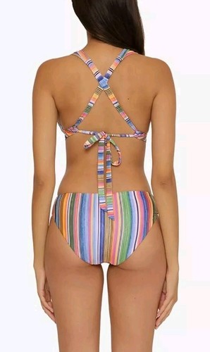 Becca Swimwear 2 pcs Swim Suit Stripe, Scoop Bottom, Removable Cups Sz Large NWT - Picture 7 of 8