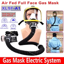 Electric Constant Flow Supplied Air Fed Full Face Gas Mask Respirator System NEW