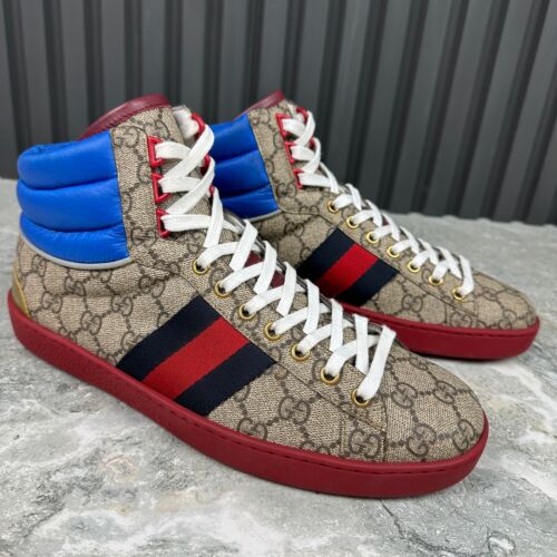 Gucci Ace Web Sneakers alte beige Supreme Canvas 8 G o 8,5 US o 42 EUR * - Foto 8 di 23