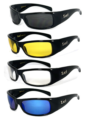 Locs All Black Frame Classic Cholo Gangster Warp Biker Sunglasses