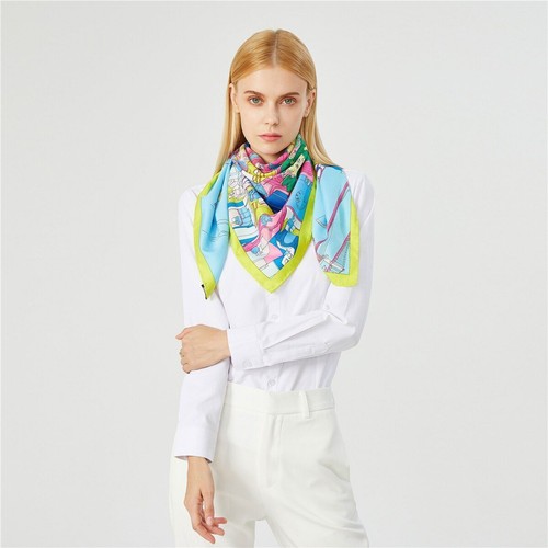 Foulard carré en soie sergé léopard foulard hijab bandana femmes accessoires 1 pièce Se - Photo 2/16