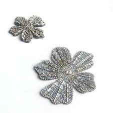 DIY 2pc/lot Luxury Beaded Embroidery Big Flower Patches for Clothes Rhineston...