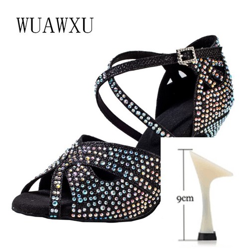 Zapatos de Baile Latino Profesionales Para Mujer Zapatos de Baile Estrás 5cm-10cm - Imagen 13 de 34