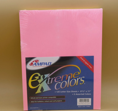 Ampad Extreme Colors Paper- 8.5'' x 11'' 5 Assorted Colors  125 Count